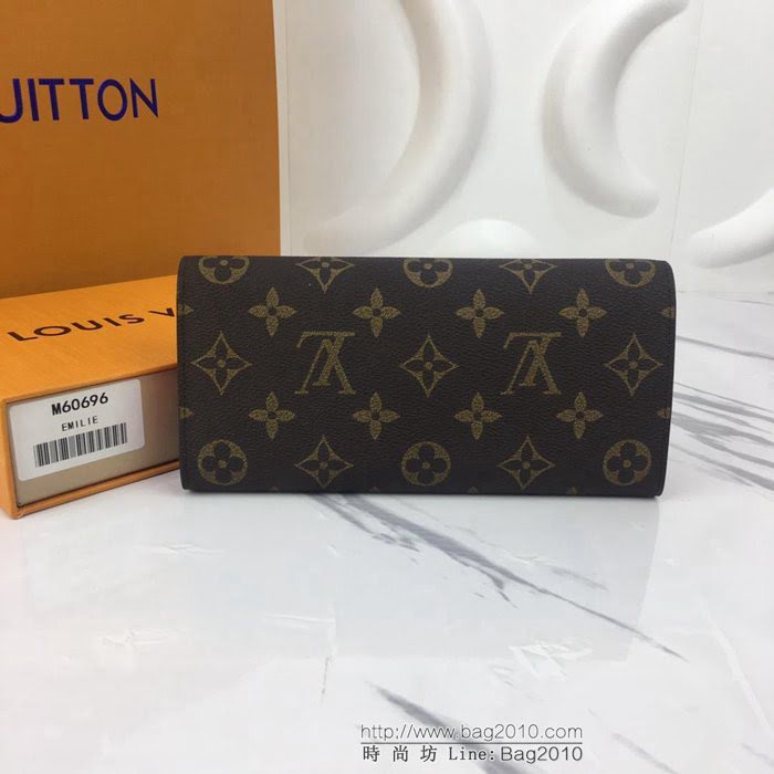 路易威登LV 頂級原單 M60696橙 EMILIE錢夾 柔軟的Monogram帆布 經典款女士錢包  YDH2391